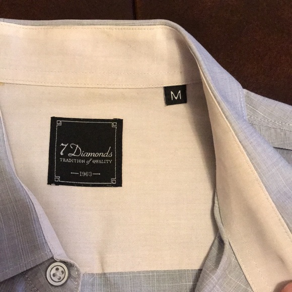 Metallic Grey/Blue 7 Diamonds Button Up Shirt - Picture 3 of 7